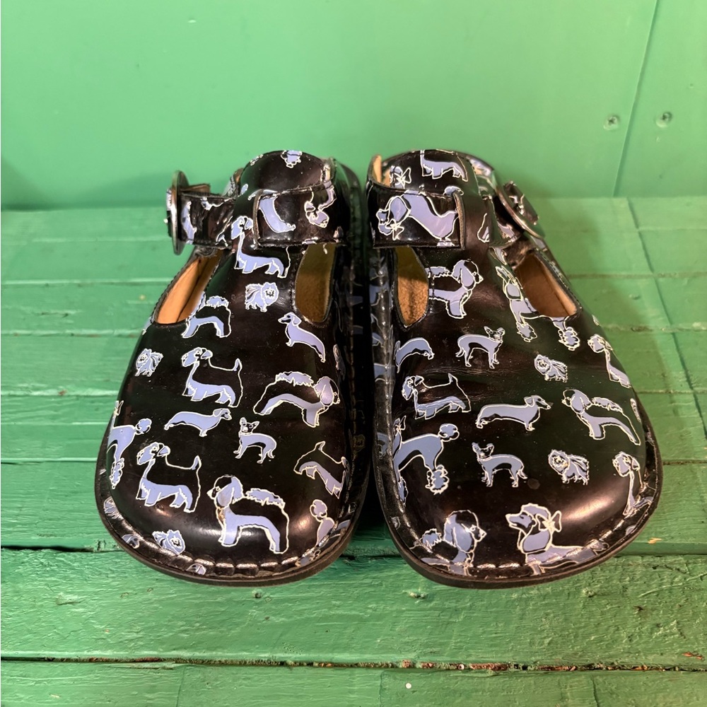 Alegria Black Shoes with Blue Accents